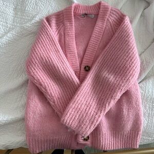Zara heavy knit pink cardigan